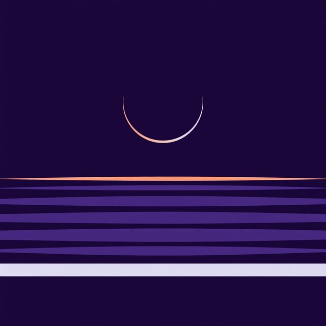 A crescent moon and striped horizon evoke the mood of ghazal music on Sukh Radio.