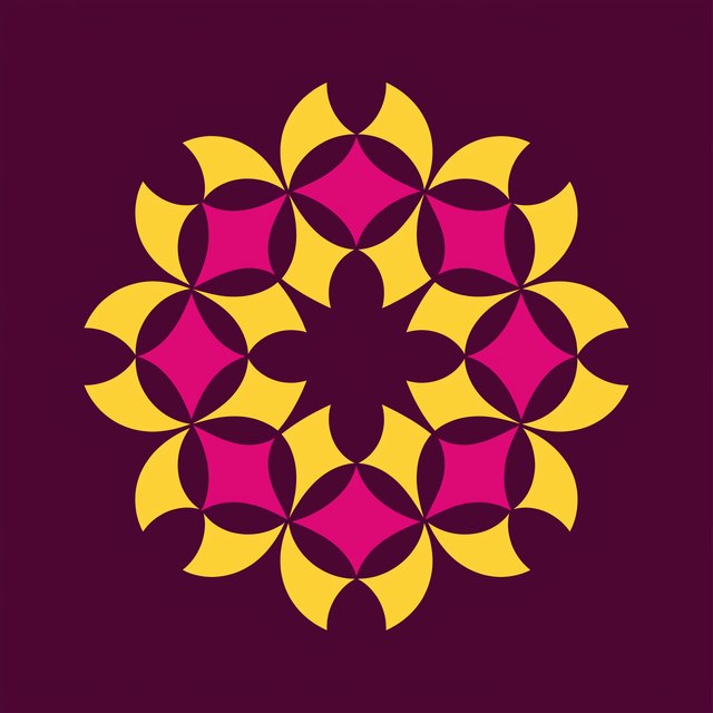 An abstract floral pattern represents Gujarati language programming on Sukh Radio.