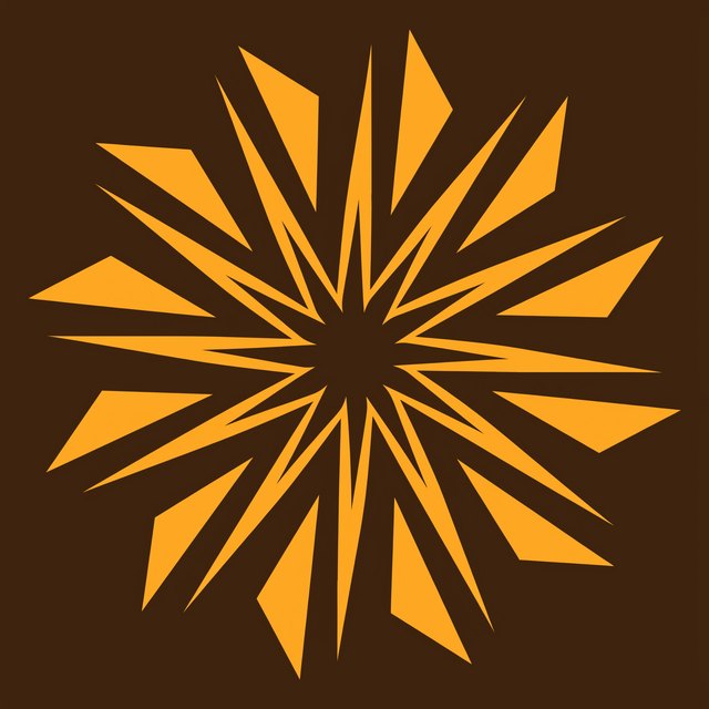 An abstract orange and brown burst design represents the diverse programs on Sukh Radio.